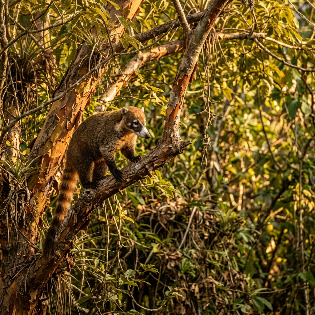 Native wildlife and flora protected in the dry forest coffee canopy